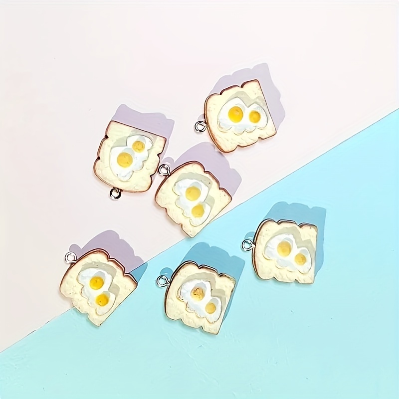 6pcs Poached Egg Decor Bread DIY Pendant For Accessories